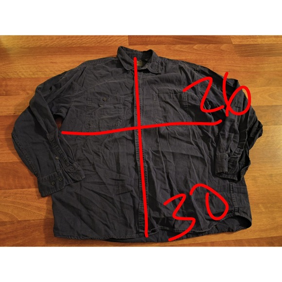 XL Tall Navy Blue Button Up Faded Glory Mens - Picture 2 of 6